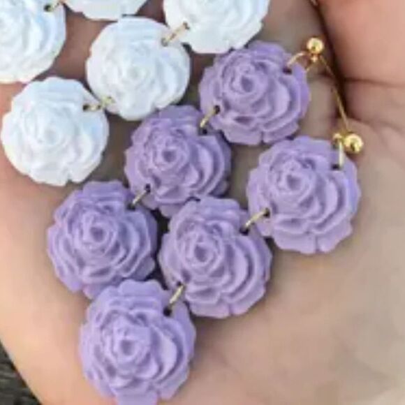 Jewelry - Lavender Rose Dangle Earrings NEW